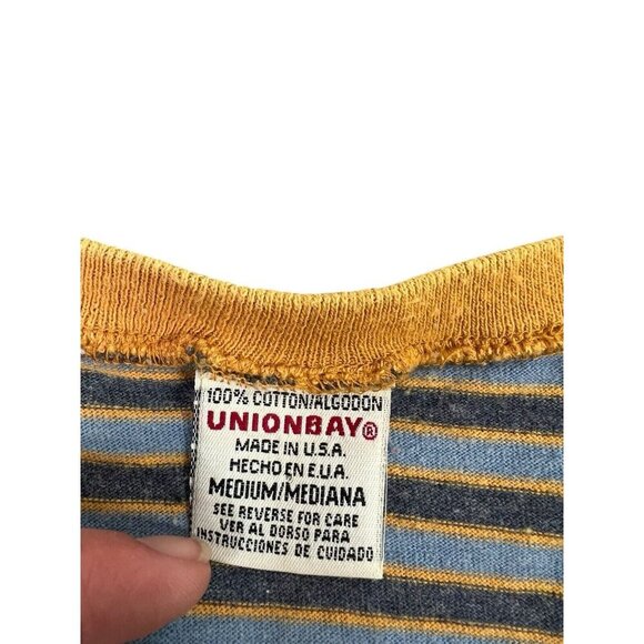 Vintage Y2k 90's UnionBay Striped Shirt Tee Long Sleeve Crop Large Women Grunge - Picture 8 of 10